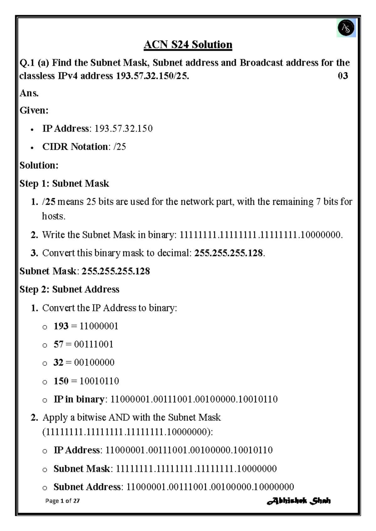 ACN IMP Questions - ACN IMP Solution 1. Explain different types of ...