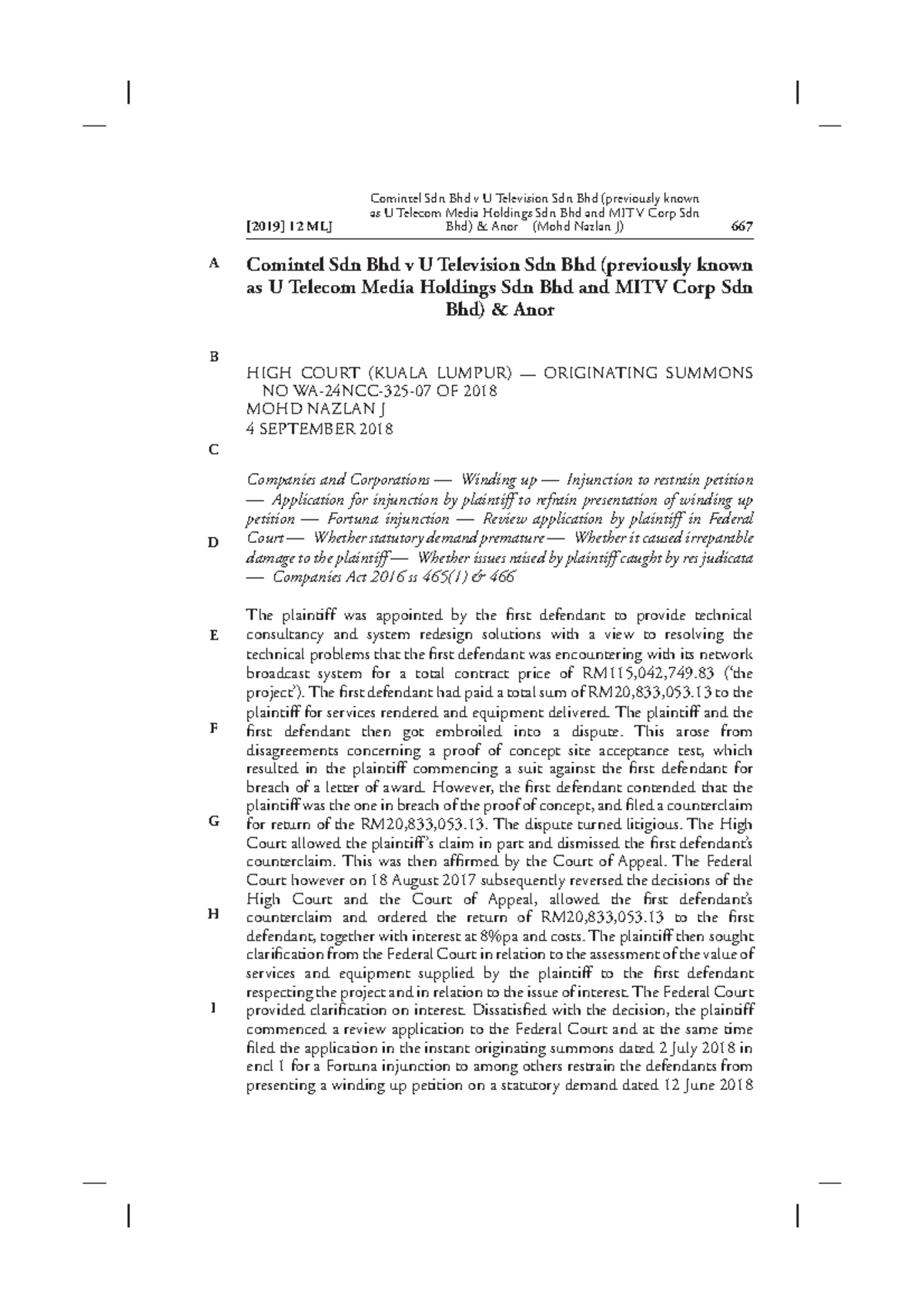 Comintel Sdn Bhd v U Television Sdn Bhd: Fortuna Injunction Case ...