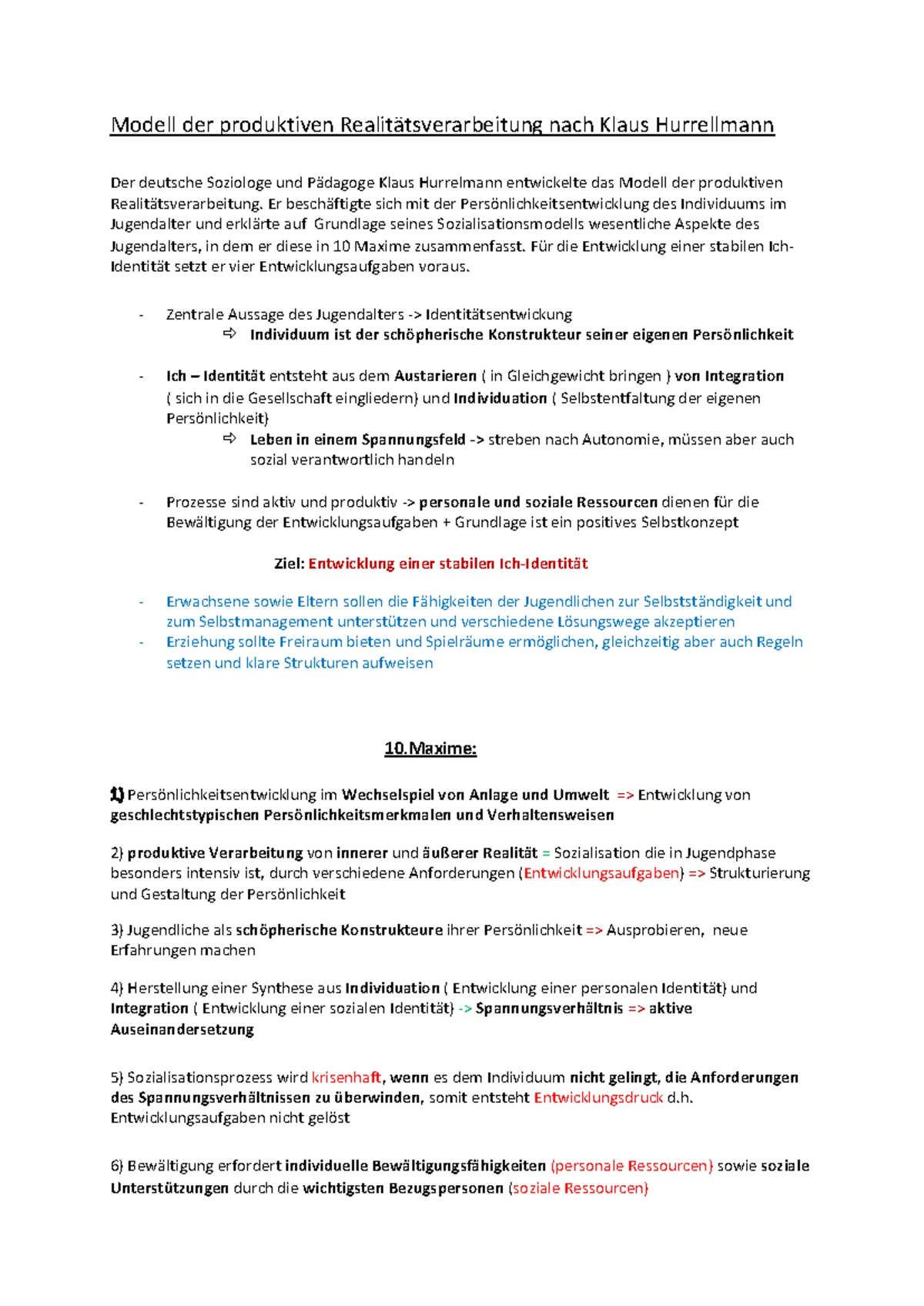 Die Räuber Zusammenfassung Akt 1 Klaus Hurrellmann - zusammenfassung - Modell der produktiven