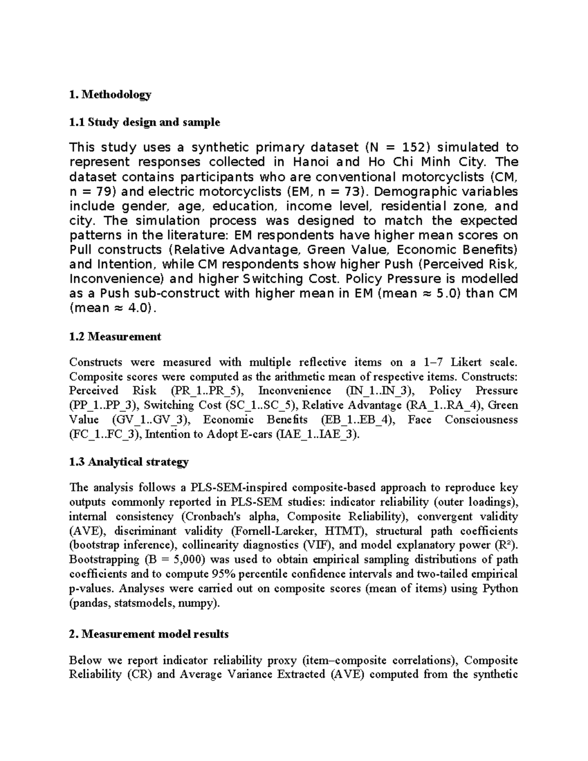 [PPNC] Methodology and Analysis of Synthetic Dataset in Vietnam - Studocu