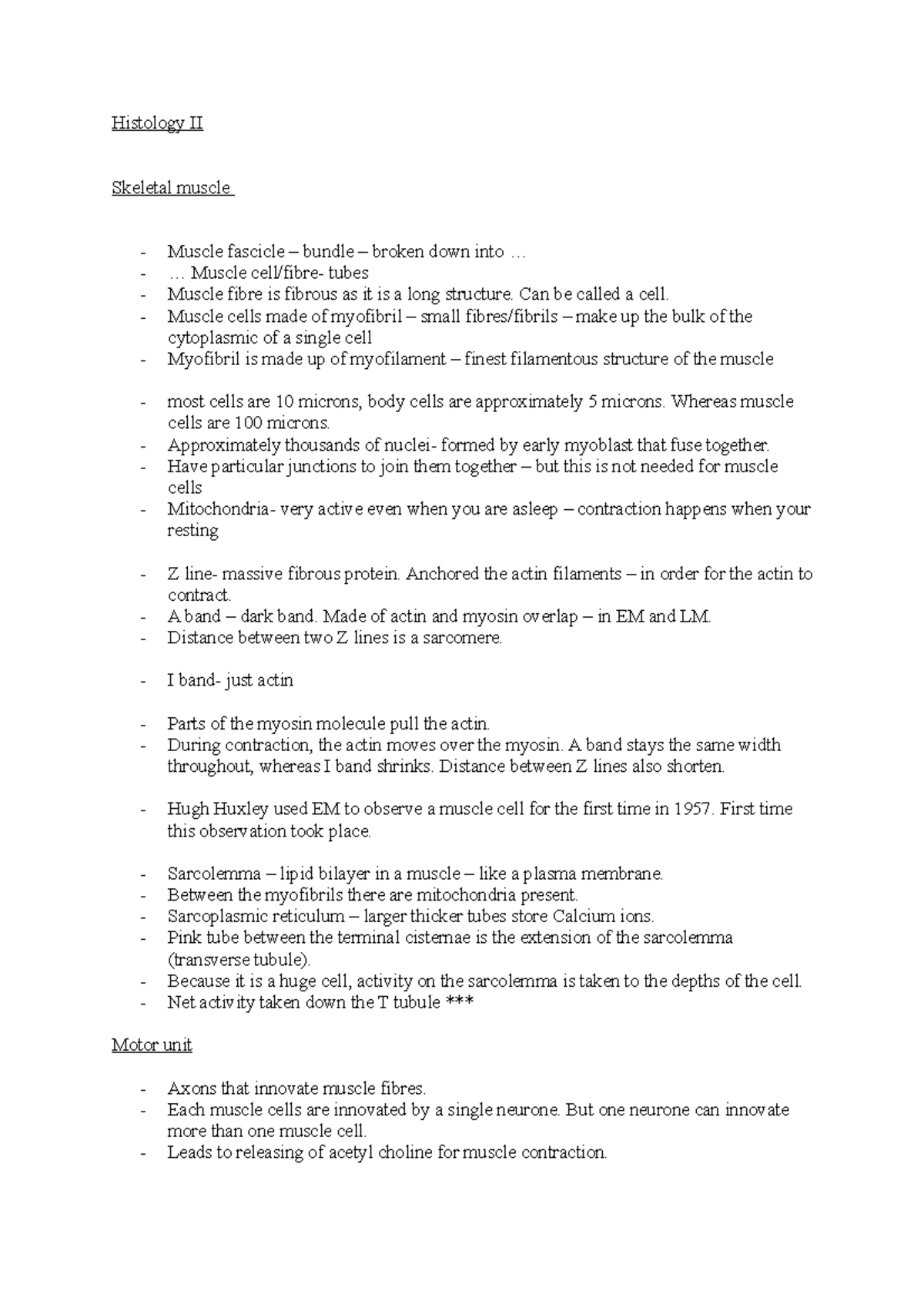 Histology II - Lecture notes and additional research notes from module ...