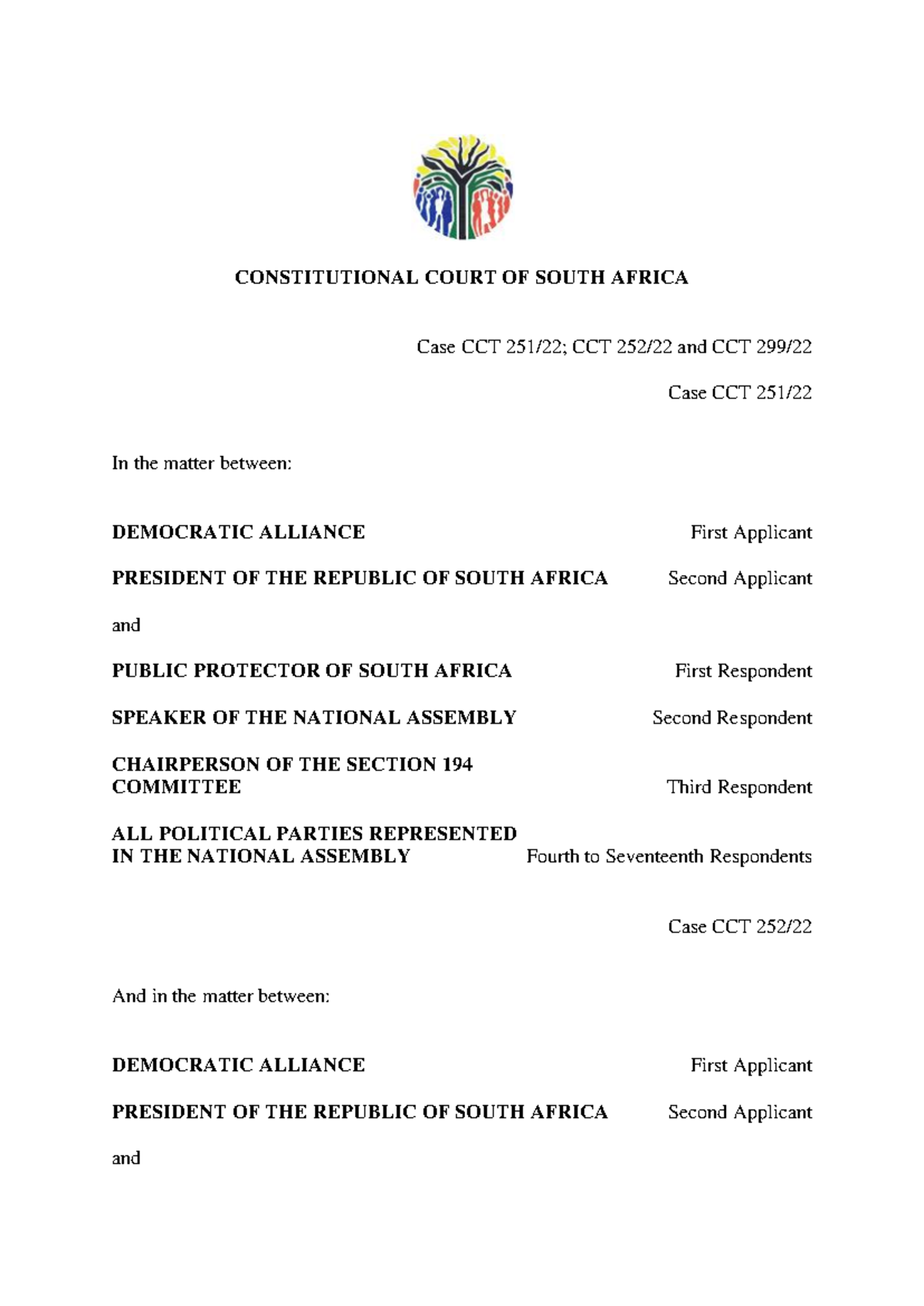 DA v Public Protector of South Africa: Case CCT Analysis and Judgment ...