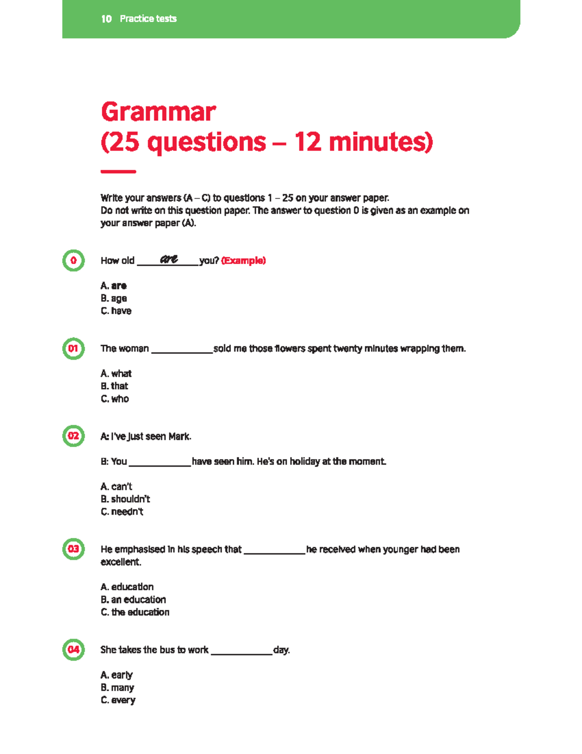 Aptis Test 1: Grammar & Vocabulary Practice (25 Qs, 12-13 mins) - Studocu