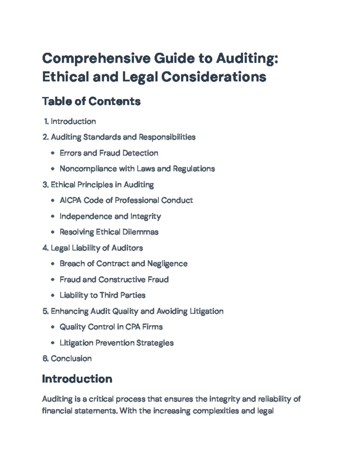 Comprehensive Guide to Auditing: Ethical and Legal Aspects ...