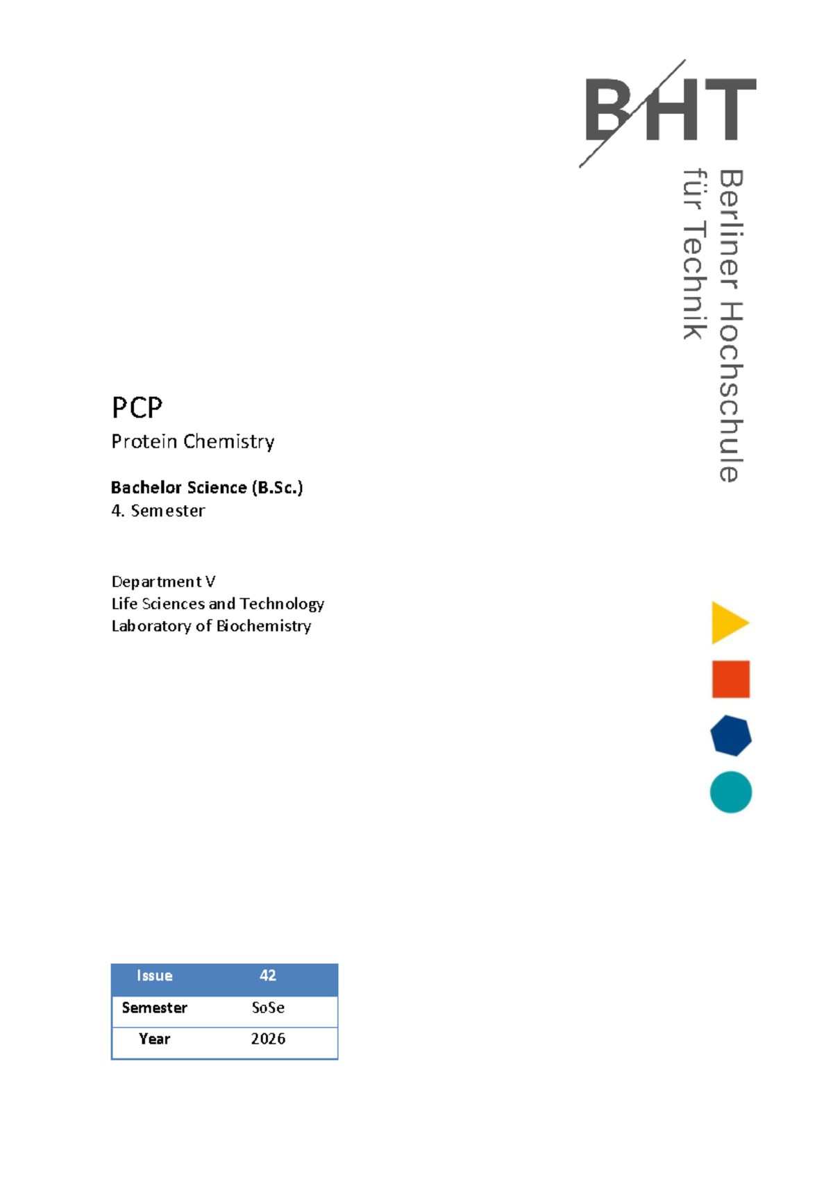 PCP Protein Chemistry Lab Manual - B.Sc. 4th Semester SoSe 2026 - Studocu