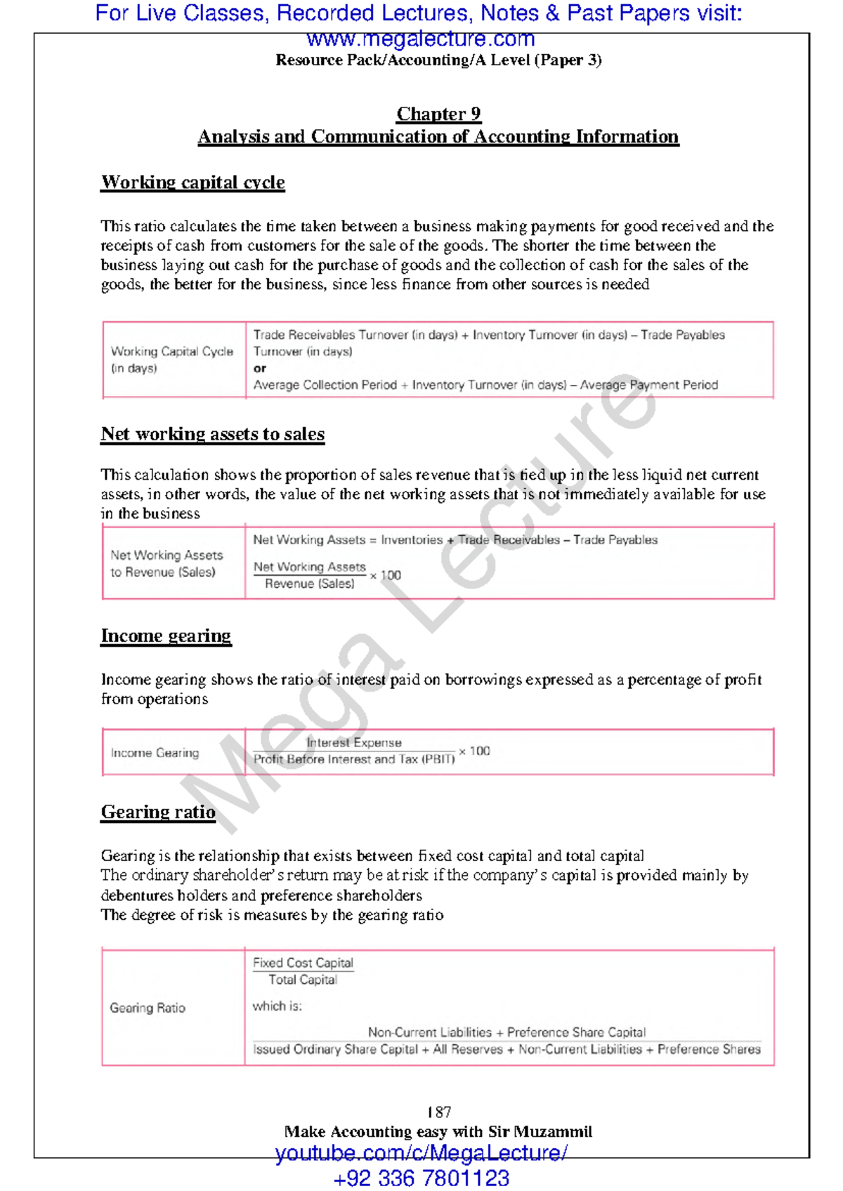 A Level Accounting (Paper 3) - Key Ratios Explained - Studocu