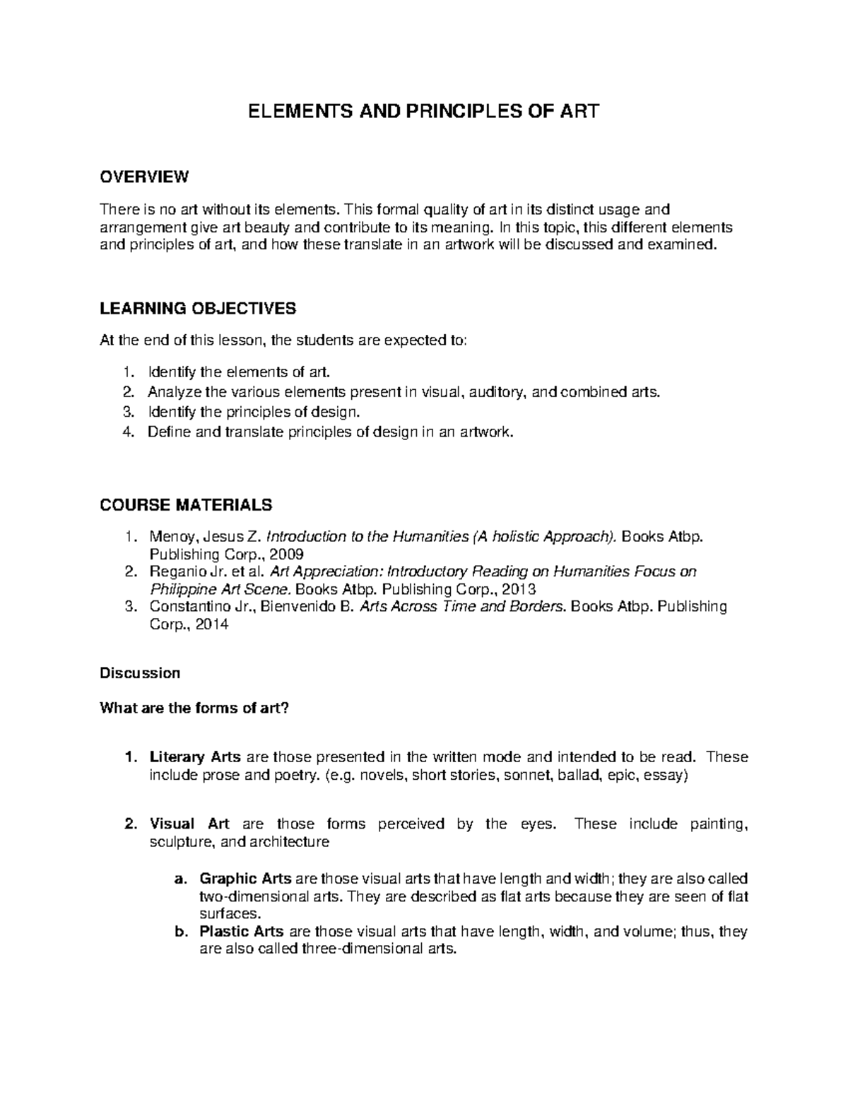 Module 3 - Understanding Elements & Principles of Art - Studocu