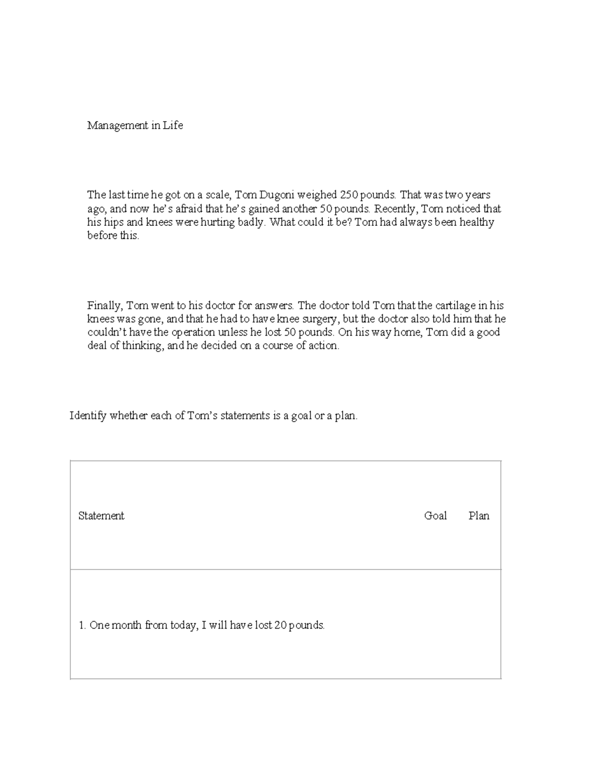 Management in Life: Strategies for Goal Setting and Change ...