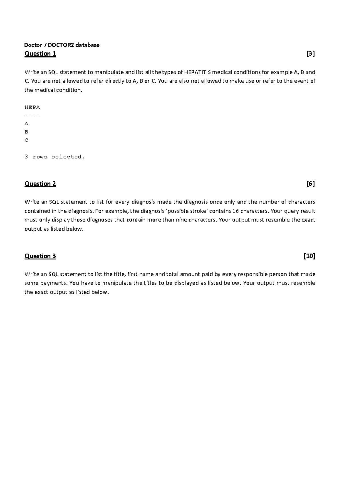 ST2 Preparation: SQL Queries for Medical Database Management - Studocu