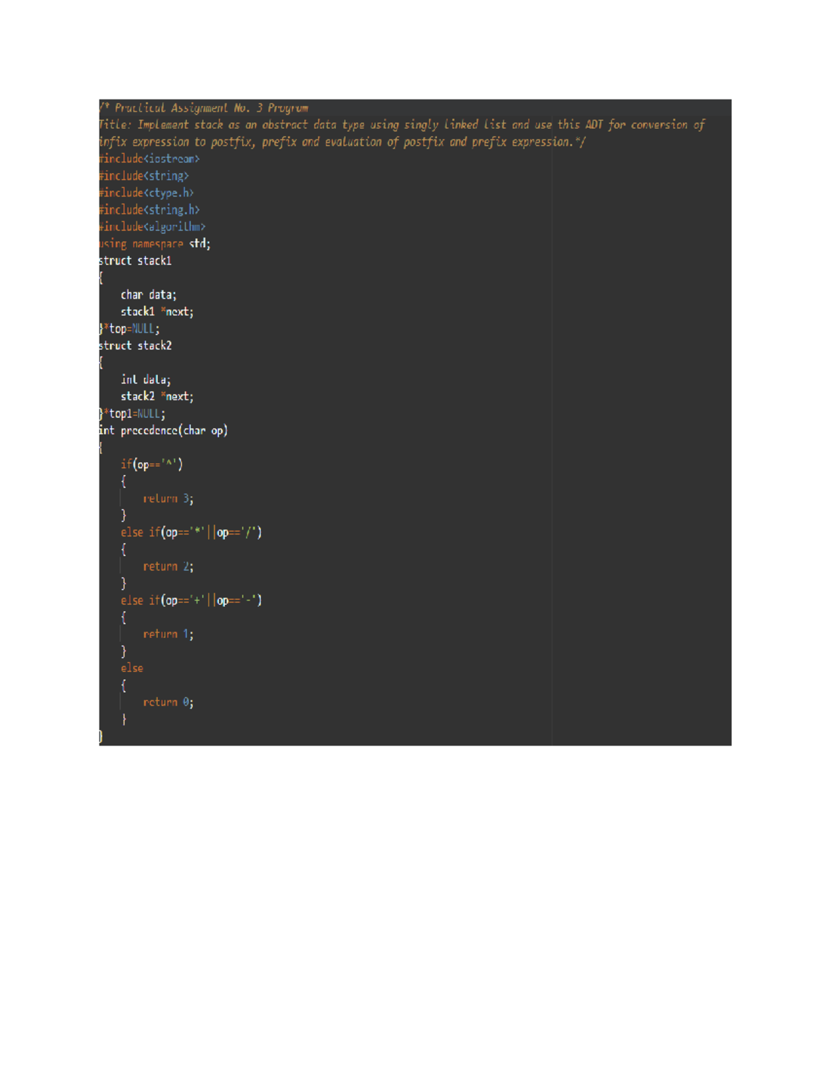 Program 3 - Practical Assignment No. 3 Program Title: Implement stack ...