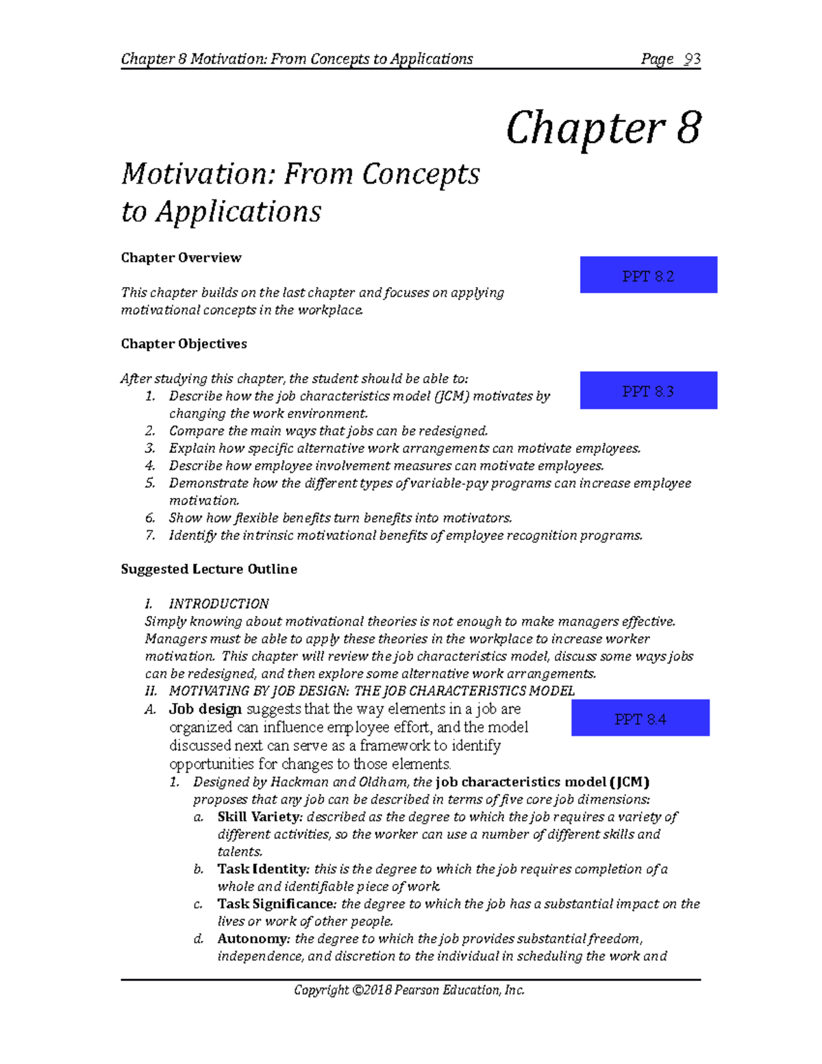 Robbins eob14 im 08 - Chapter 8: Motivation & Job Design Insights - Studocu