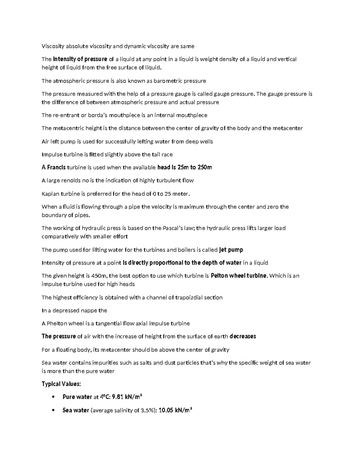 Word notes writtten for the hydraulics and fluid mechanics - Viscosity ...