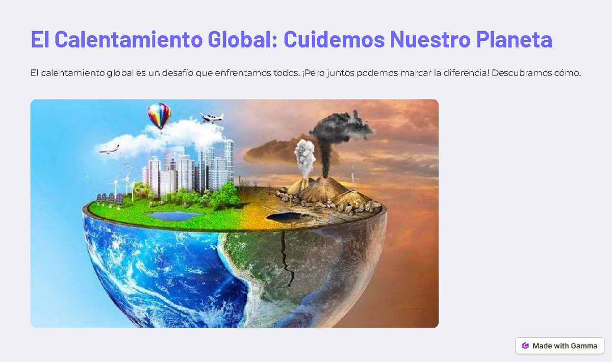 El Calentamiento Global Cuidemos Nuestro Planeta - ¡Pero juntos podemos ...