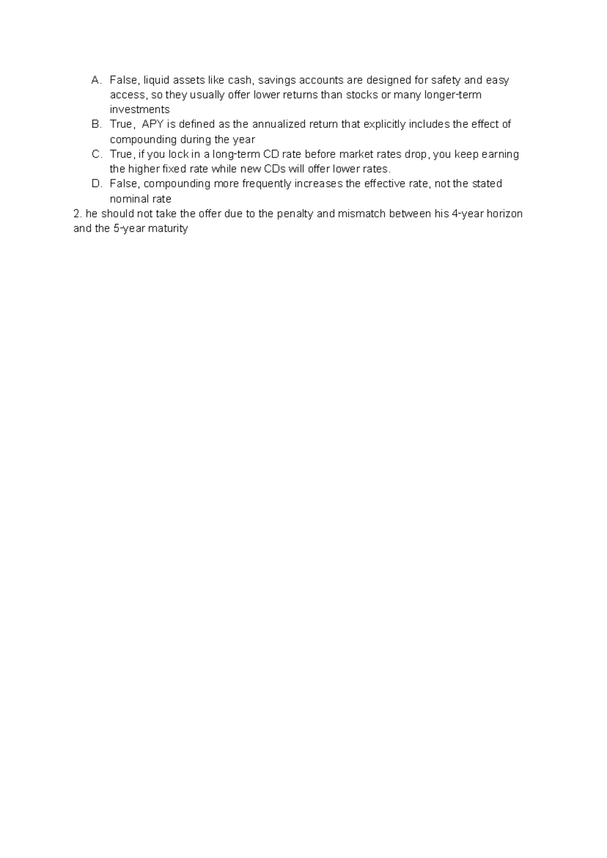 GE1202 Week 4 Assignments: Understanding Liquid Assets and APY - Studocu