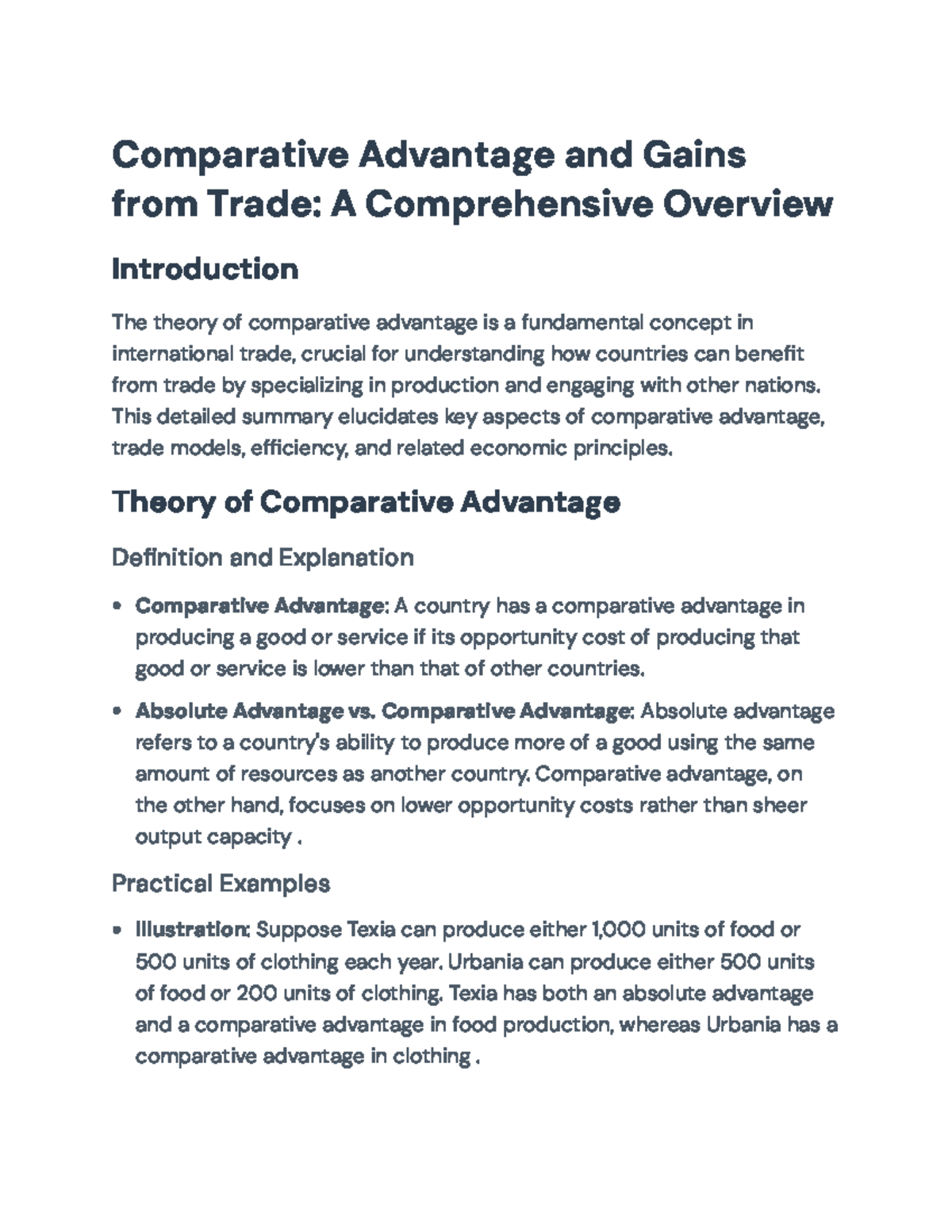 Comparative Advantage & Gains from Trade: An Economic Overview - Studocu