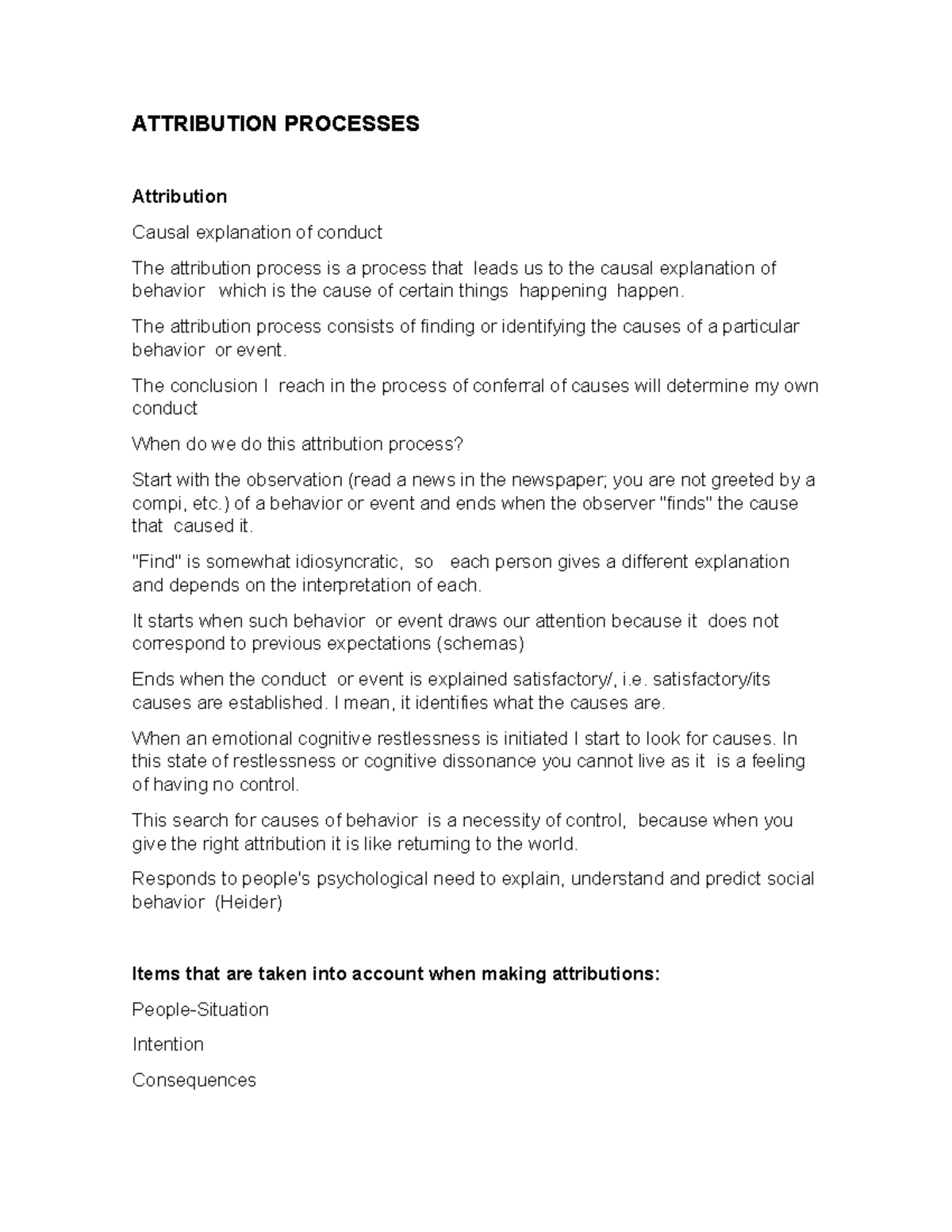Attribution processes - ATTRIBUTION PROCESSES Attribution Causal ...