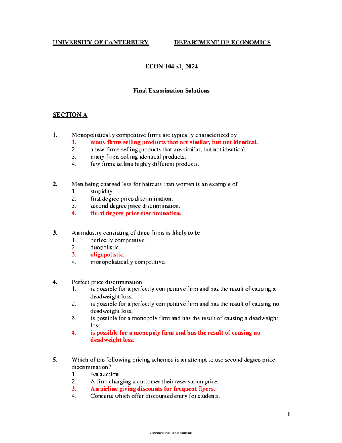 ECON 2024 Final Exam Solutions - University of Canterbury - Studocu