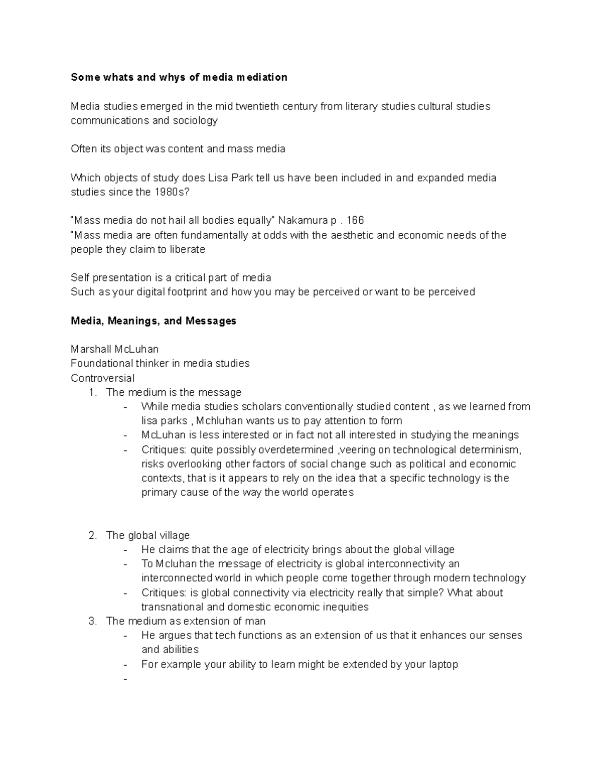 Media Studies Exam Notes: Key Theories & Concepts Analysis (MS 101 ...