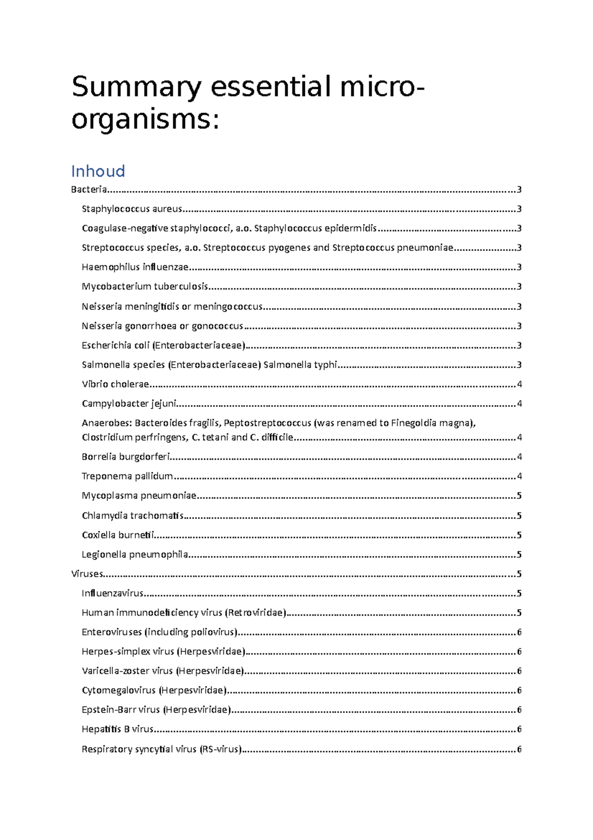 Summary of Essential Microorganisms for Medical Studies - Studeersnel