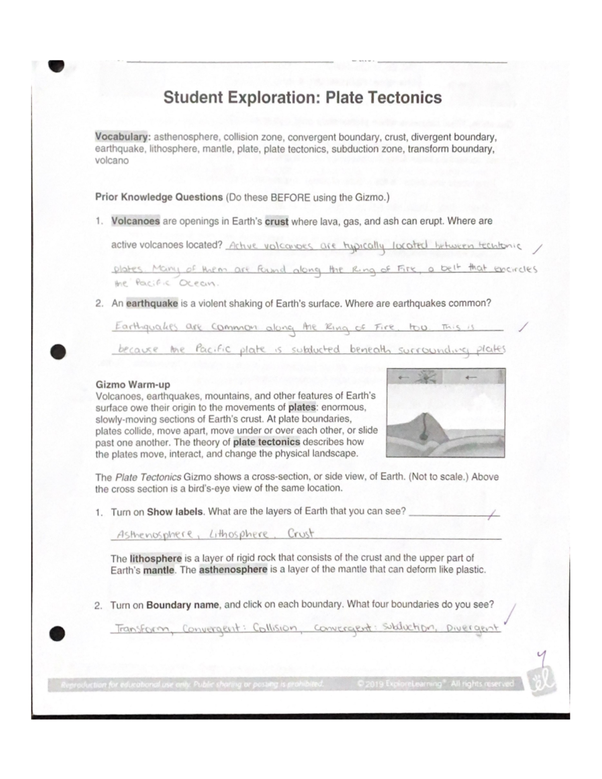 Student Exploration Plate Tectonics Gizmo Answer Key - Studocu