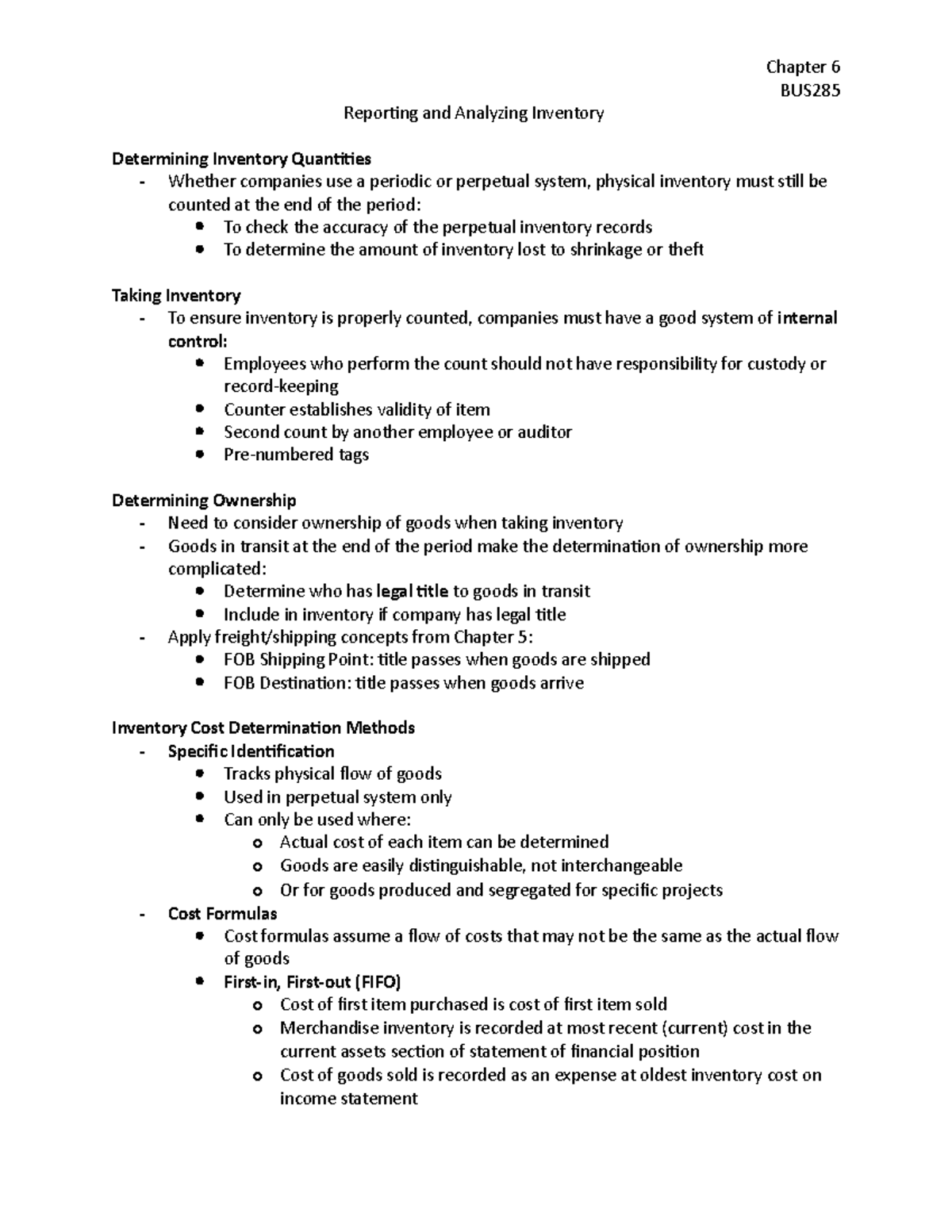 Chapter 6 - Summary Financial Accounting: Tools for Business Decision ...