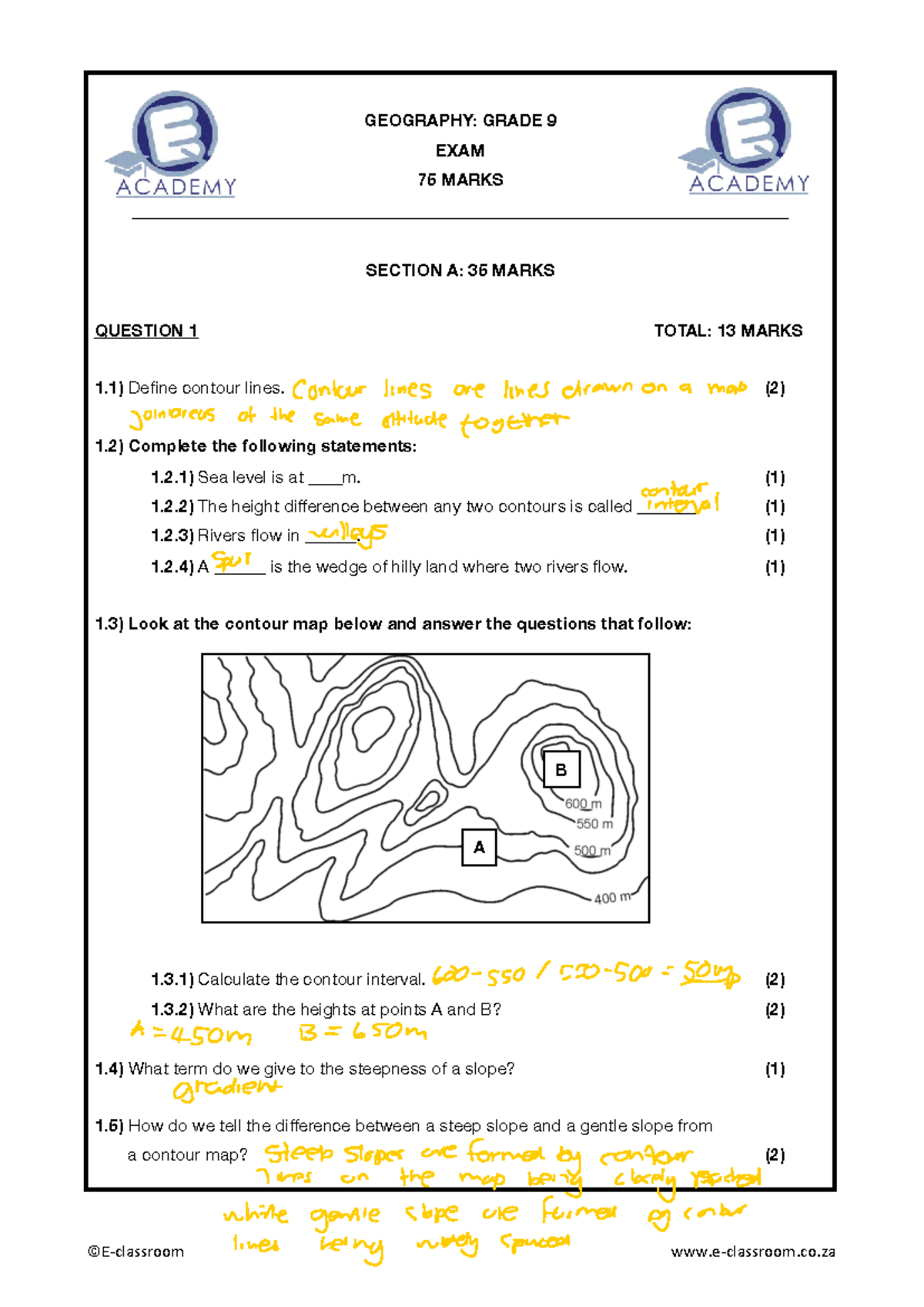 Gr09 Geography Term 2 Pack 01 Practice Exam Paper 75 Marks - Studocu