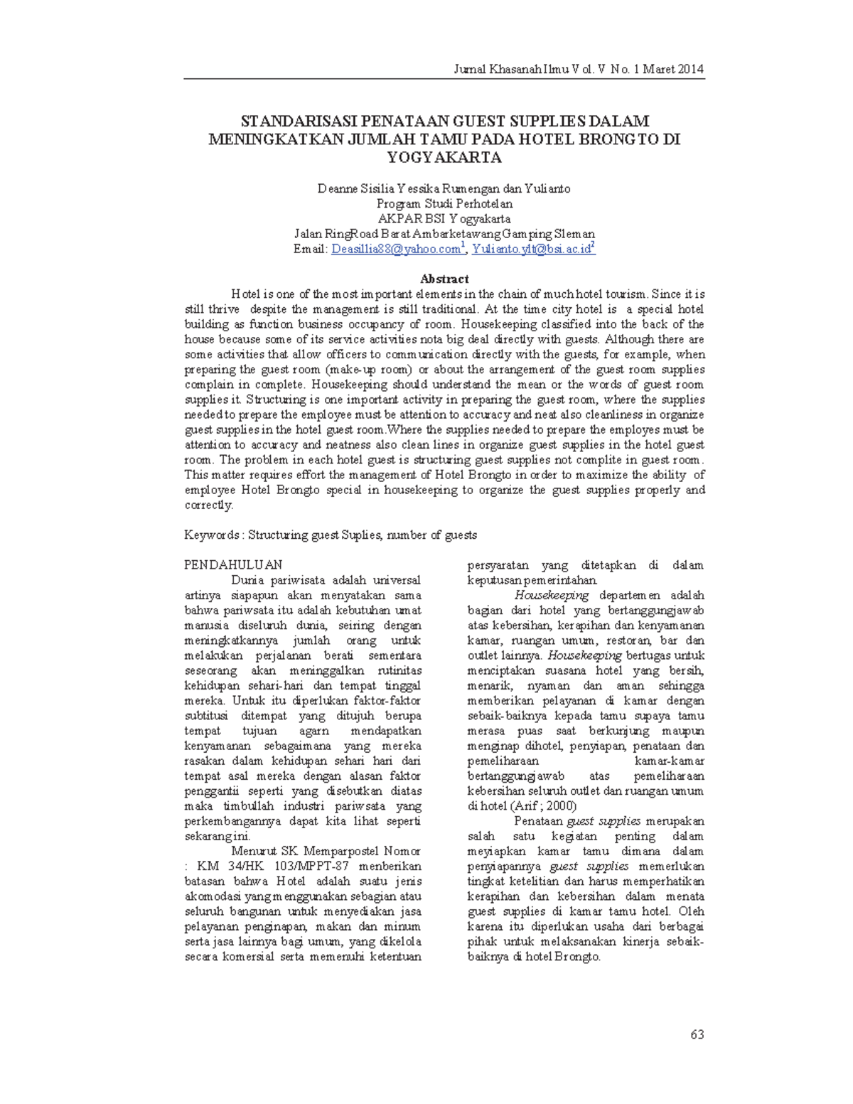 455 1123 1 PB - Standardization of Guest Supplies in Hotel Management ...