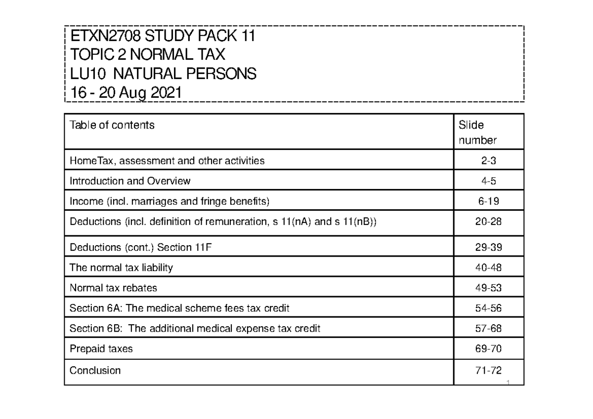 ETXN2708 LU10: Normal Tax Implications for Natural Persons - Studocu