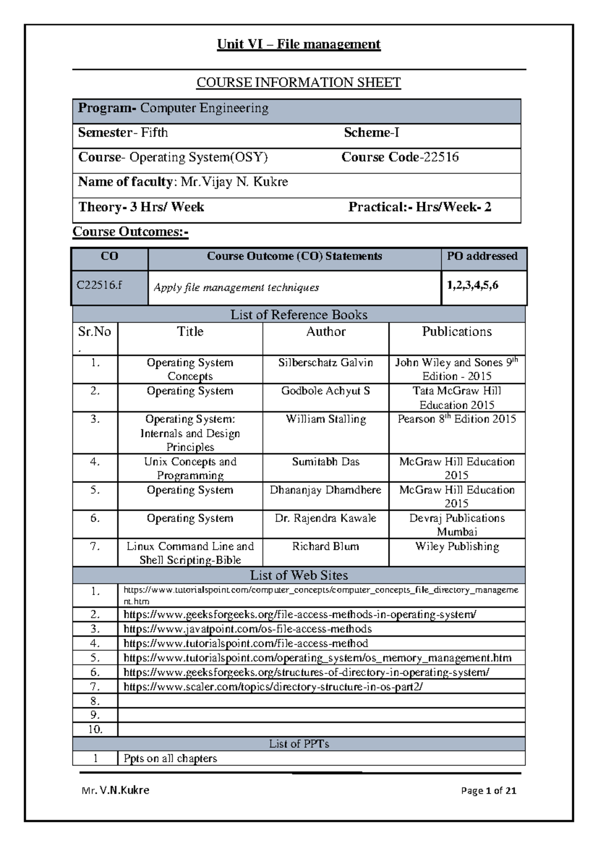 Unit VI - OSY: File Management Techniques and Directory Structures ...