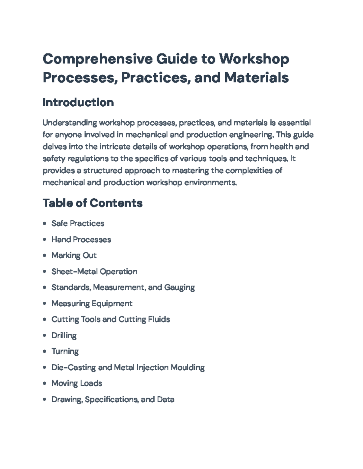 Engineering Workshop Safety and Practices Guide - Studocu