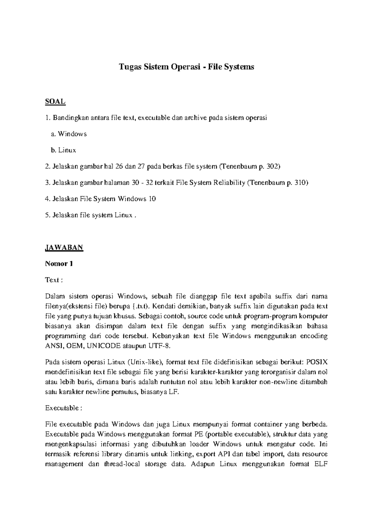 Tugas SO 101: File System Comparison & Explanation Analysis - Studocu