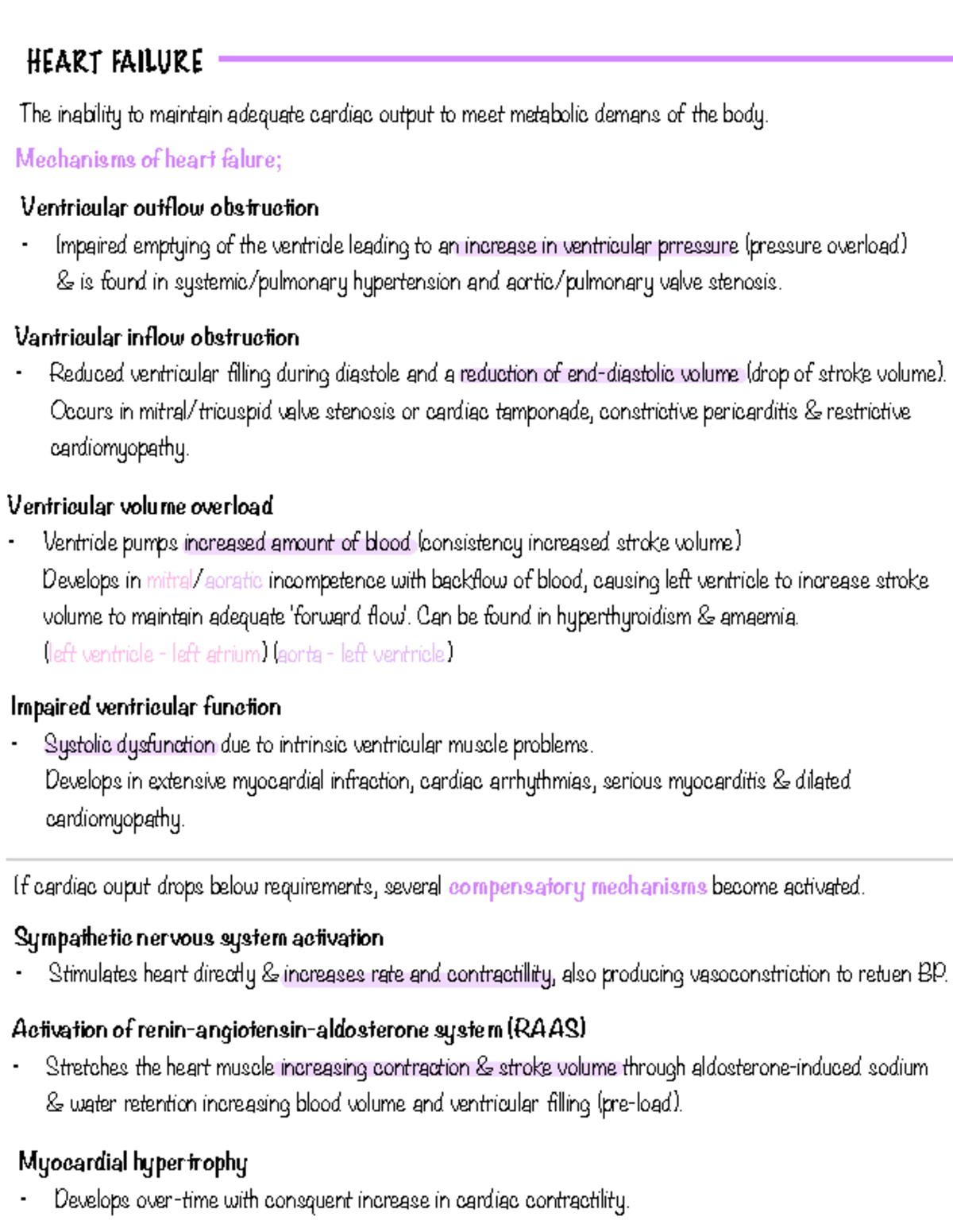 HEART FAILURE Mechanisms and Compensatory Mechanisms in CV Disorders ...