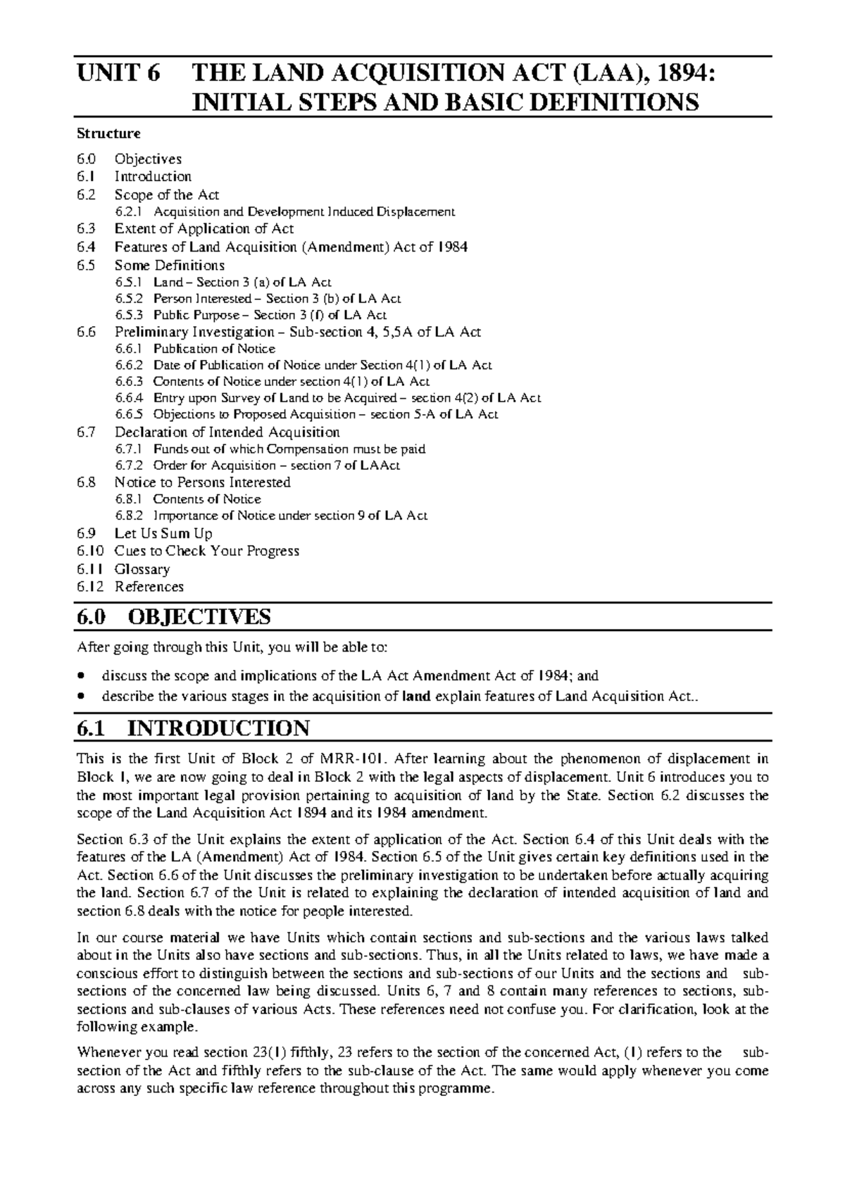 Unit 6 - Comprehensive Overview of the Land Acquisition Act (1894 ...