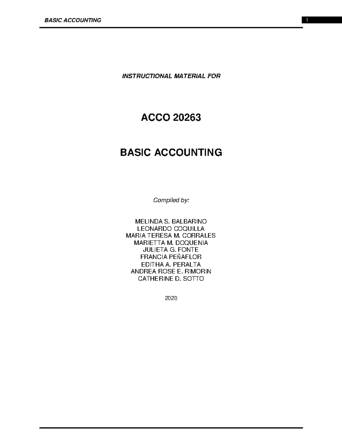 ACCO 20263 Basic Accounting Course Overview and Module Insights - Studocu