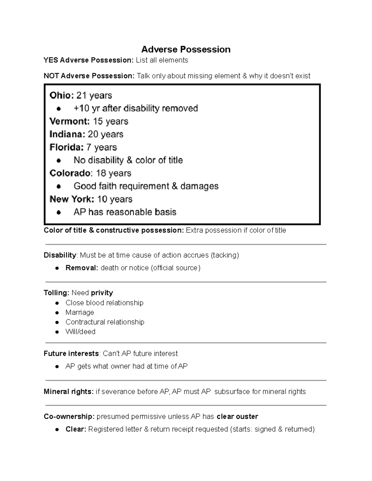 Property Rule Sheet: Adverse Possession & Real Estate Transfers ...