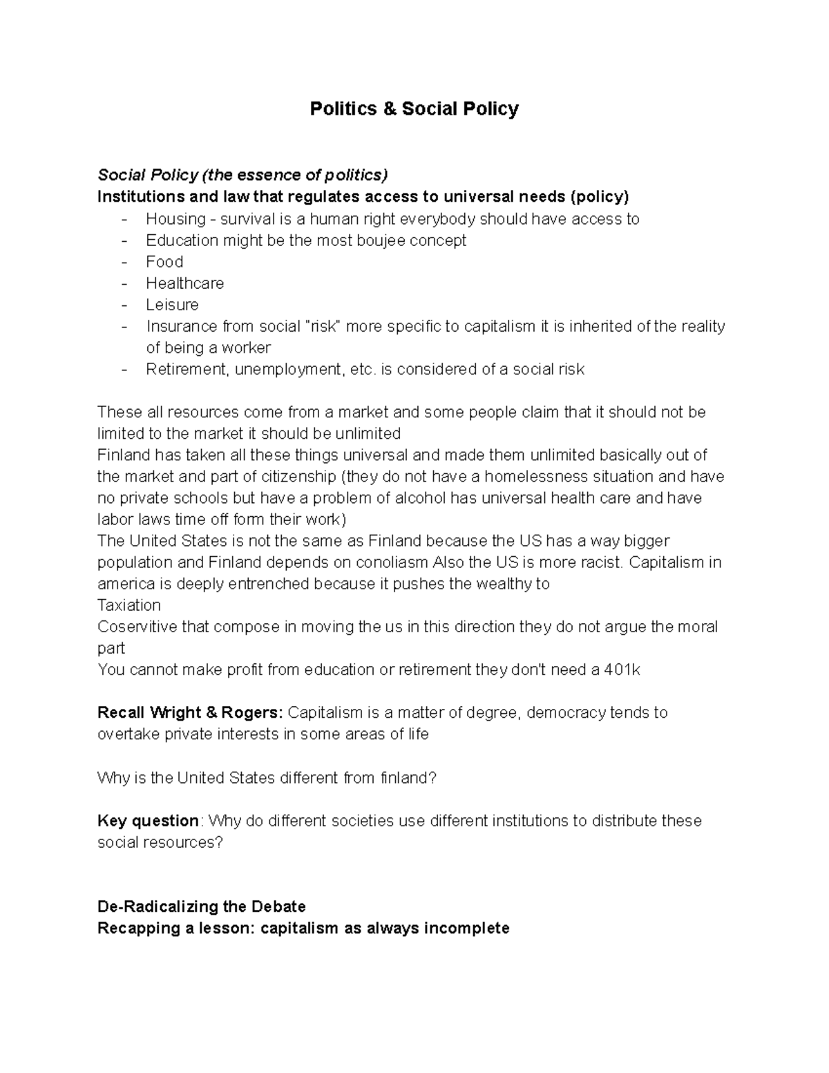 Sociology Lecture 11: Politics & Social Policy - Fall Quarter Insights ...