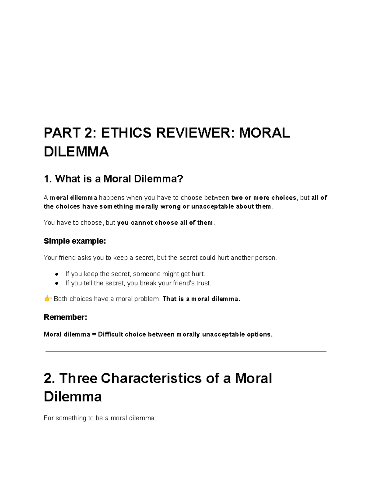 Ethics Reviewer: Understanding Moral Dilemmas - Studocu