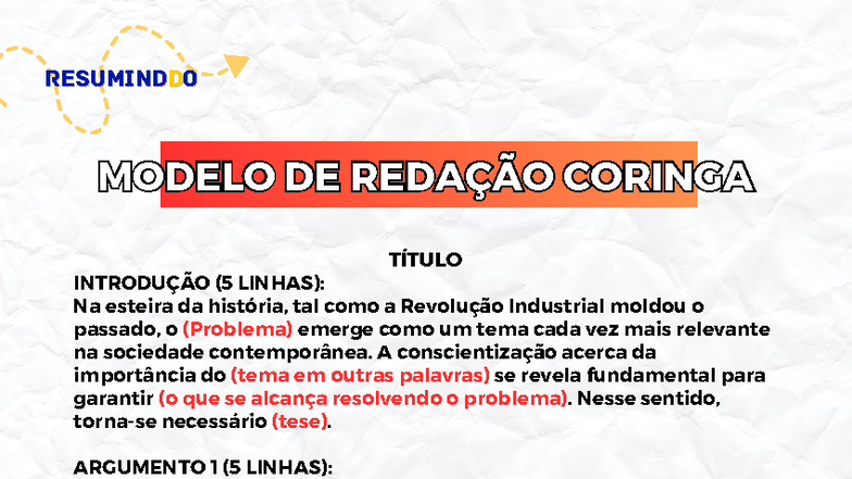 Modelo Coringa 2 - Resumo de Redação Estrutural - Studocu