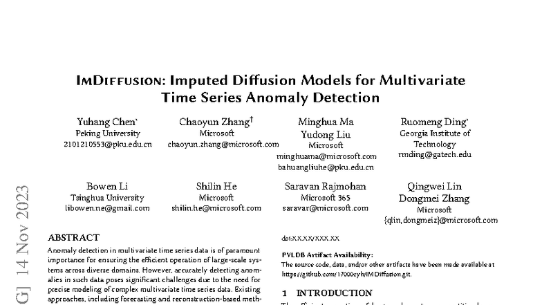 ImDiffusion: Advanced Anomaly Detection in MTS Using Diffusion Models ...