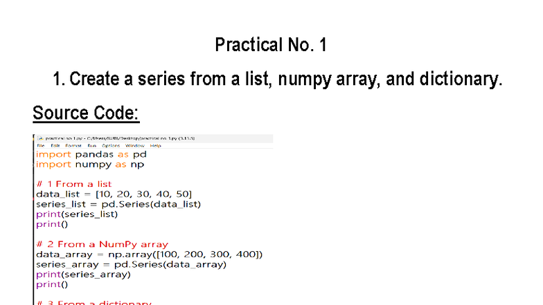 IP Practical No. 1: Series and DataFrame Operations - Studocu