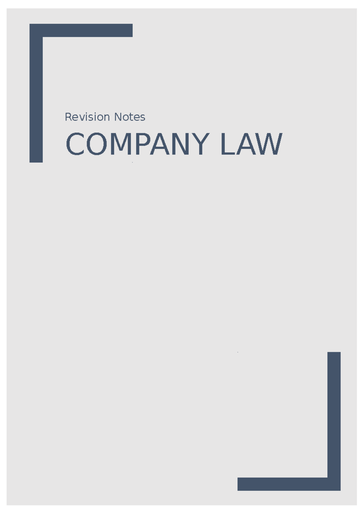 Company Law Notes: Key Principles and Cases (Rev. Notes) - Studocu
