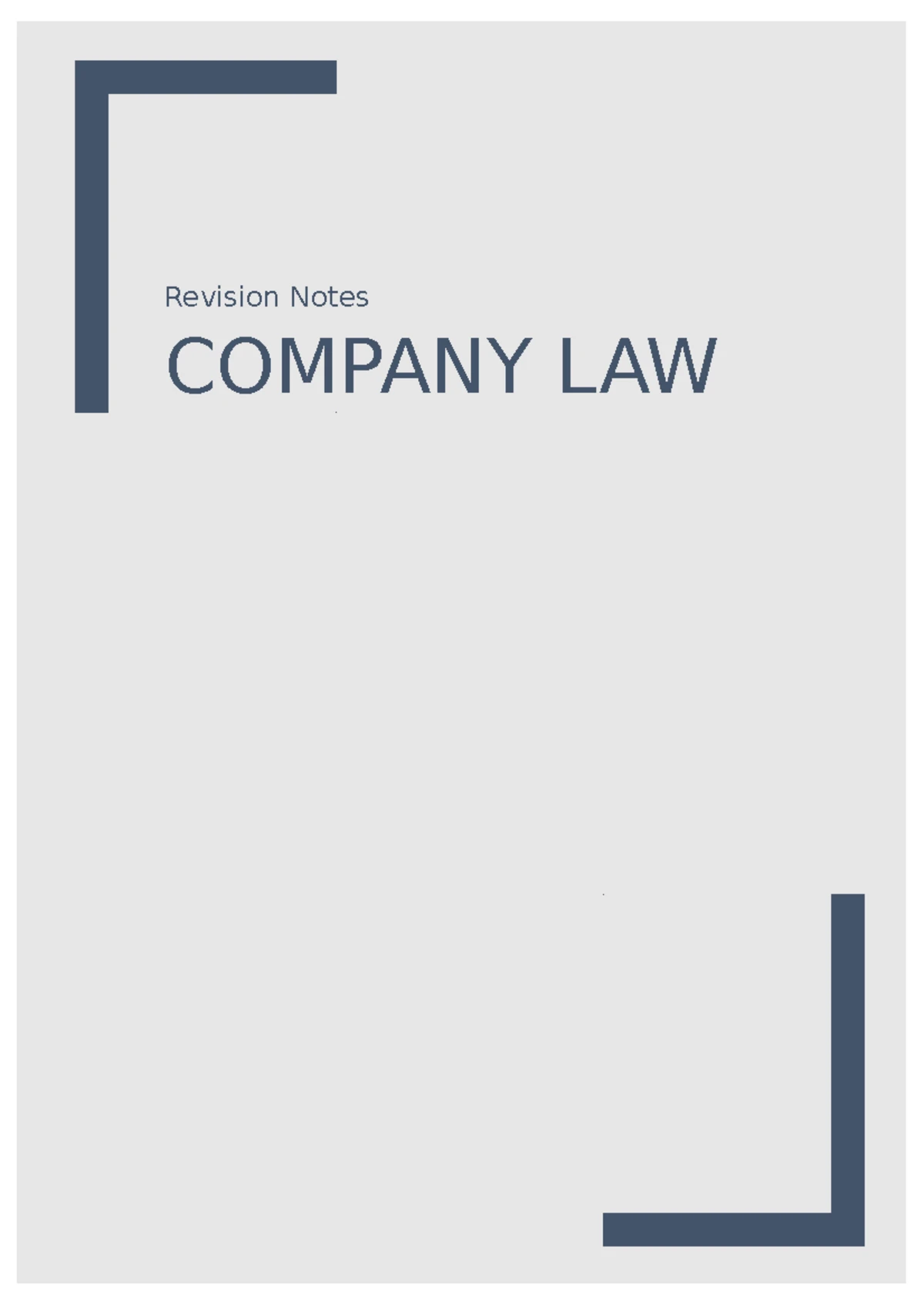 Company Law Seminar 1: Key Concepts and Learning Outcomes - Studocu