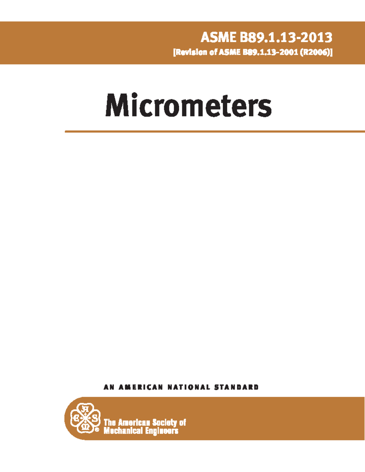 ASME B89.1.1 Micrometers: American National Standard Overview - Studocu