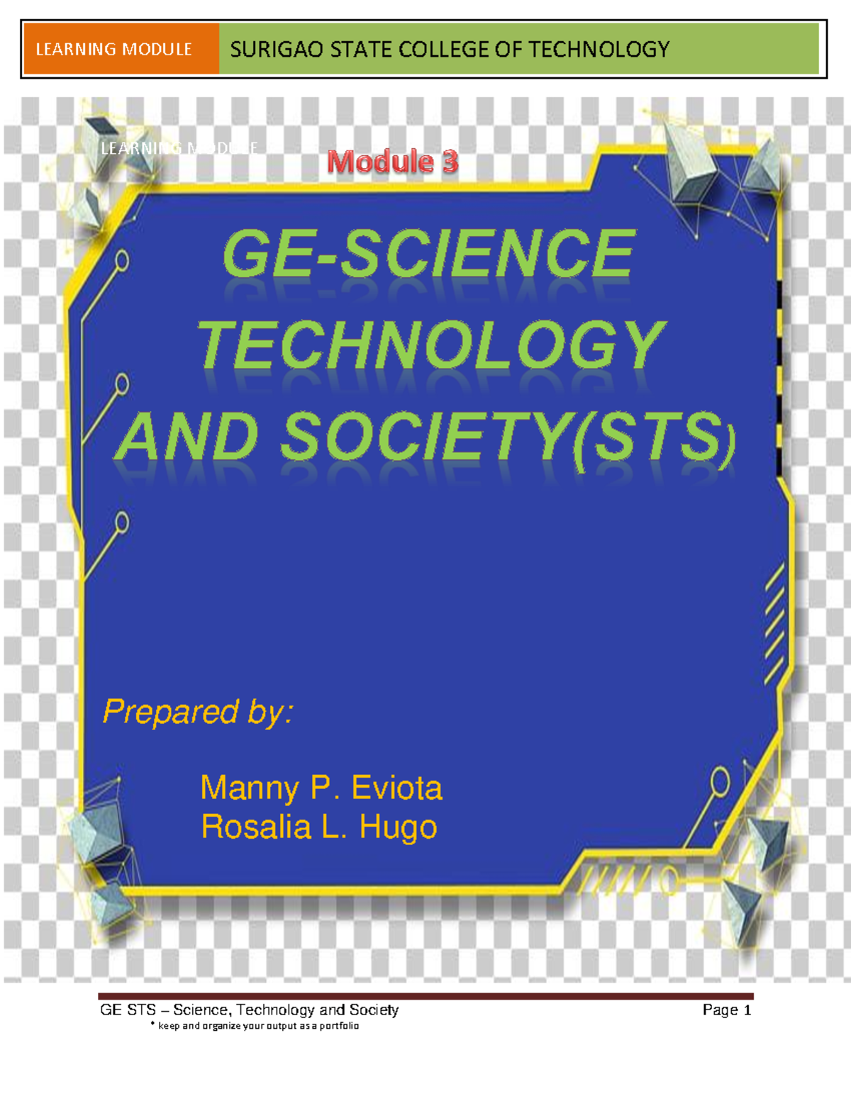 Module 3 - for merge - dsgddfhgbkjhbdfkhjbnhgkjdf - GE STS – Science ...