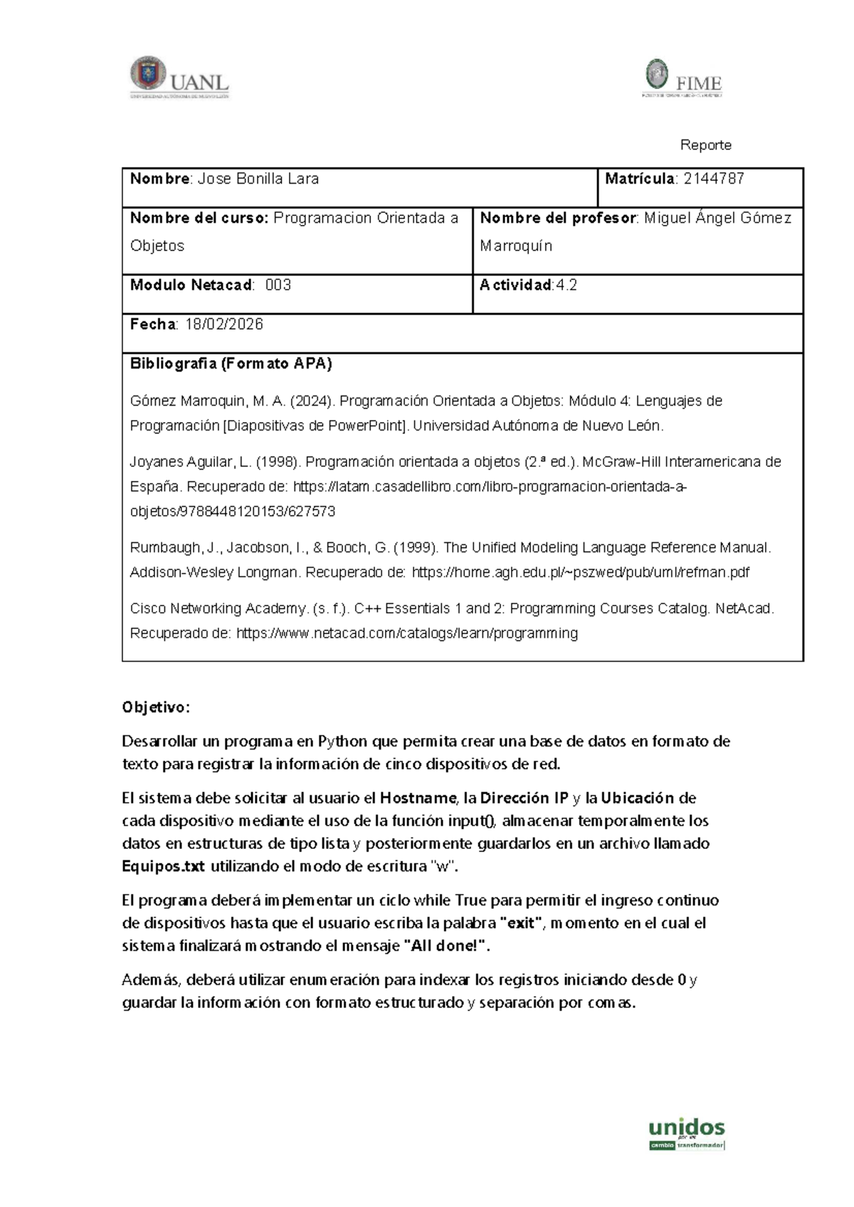 Base de Datos en Python - Actividad POO 2144787 - Studocu