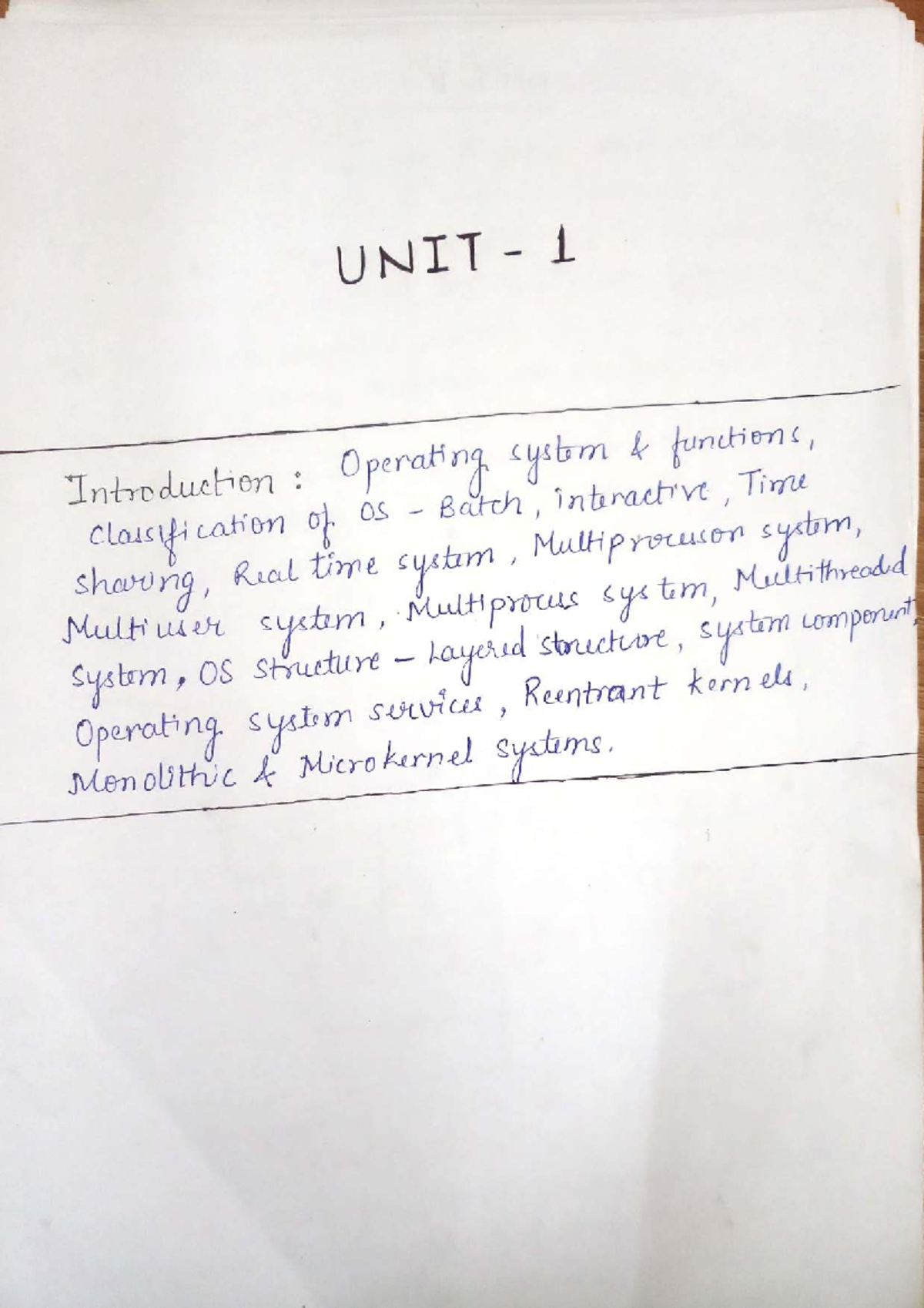 OS KCS401 UNIT 1 - Introduction to Operating System Functions and Types ...