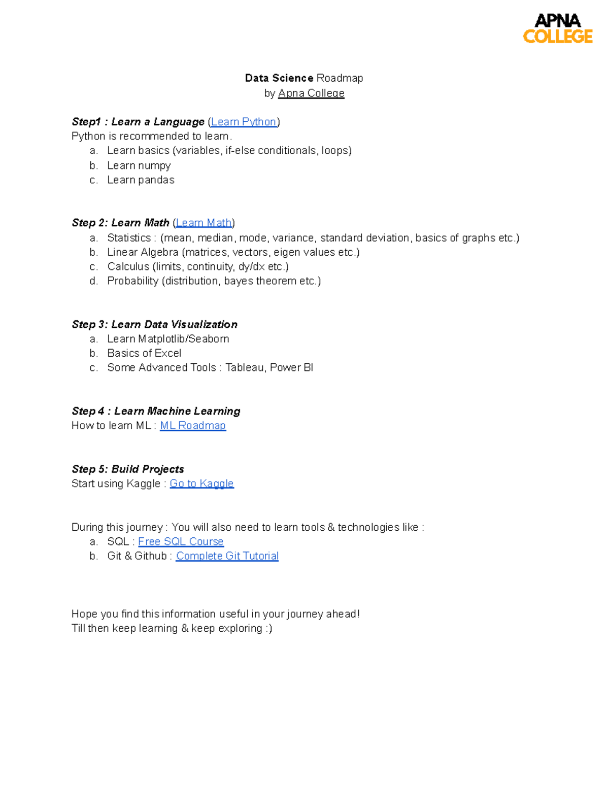 Data Science Roadmap: Step-by-Step Guide to Learning Python & More ...