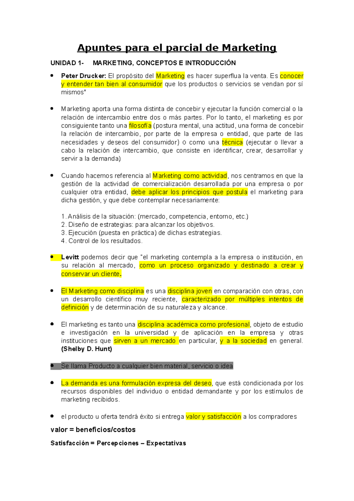 Apuntes para el Parcial de Marketing: Conceptos y Estrategias - Studocu