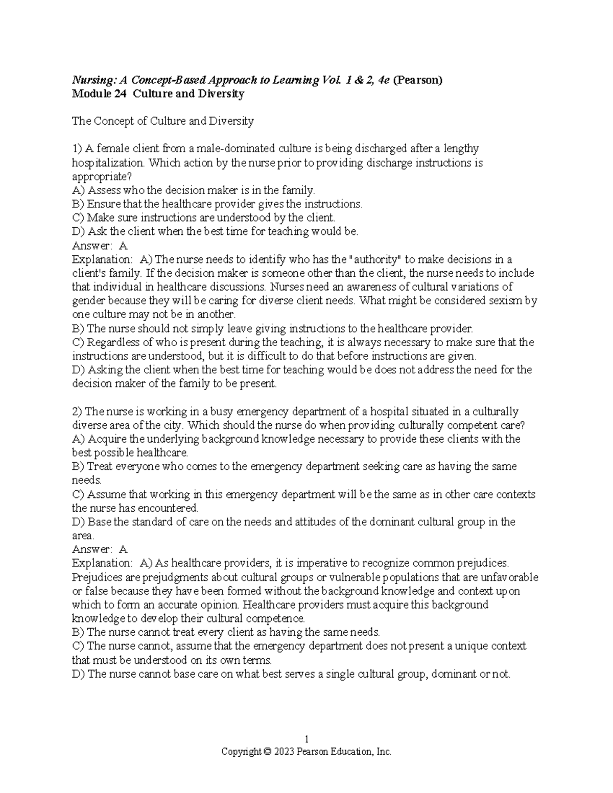 101 - Culture and Diversity - Module 24: Nursing Care and Cultural ...