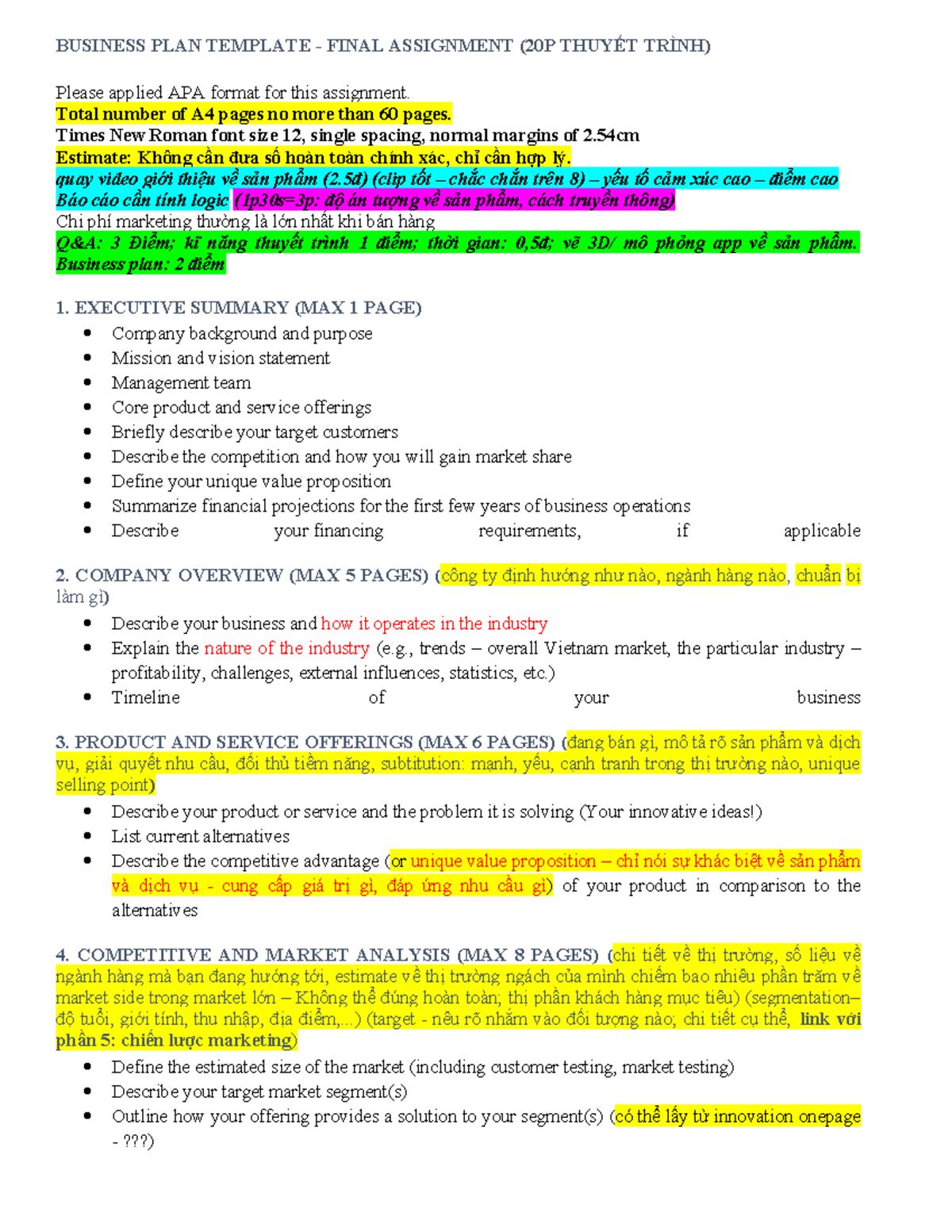 Final Business PLAN Template NOTE - BUSINESS PLAN TEMPLATE - FINAL ...